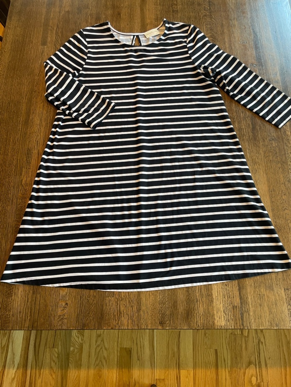 Bobbie Brooks Ladies Black White Stripe Tshirt Dress Size Large